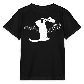 Saxophone Cat - Stanley/Stella MINI CREATOR Kids’ T-Shirt - black - Front - Mikhail (115cm)