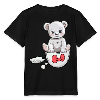 Teddy Bear Birth Baby Eggshell Hatch - Stanley/Stella MINI CREATOR Kids’ T-Shirt - black - Front - Mikhail (115cm)