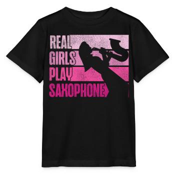 Saxophone Retro Vintage Real Girls - Stanley/Stella MINI CREATOR Kids’ T-Shirt - black - Front - Mikhail (115cm)