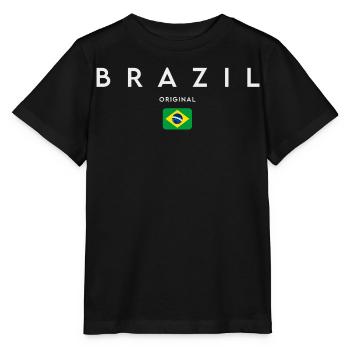 Drapeau brésilien, fierté brésilienne - T-shirt bio MINI CREATOR Stanley/Stella Enfant - noir - Devant - Mikhail (115cm)