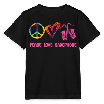 Saxophones Tie Dye Peace Love - Stanley/Stella MINI CREATOR Kids’ T-Shirt - black - Front - Mikhail (115cm)