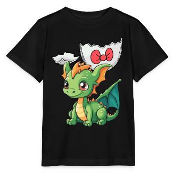 Baby Drache Drachen Ei Eierschale schlüpfen Kind - Stanley/Stella Kinder T-Shirt MINI CREATOR  - Schwarz - Vorne - Mikhail (115cm)