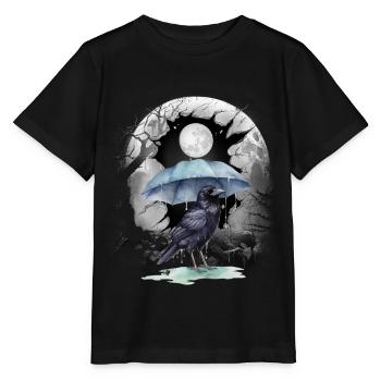 Halloween Bird Raven Crow Crow Forest Moon - Stanley/Stella MINI CREATOR Kids’ T-Shirt - black - Front - Mikhail (115cm)