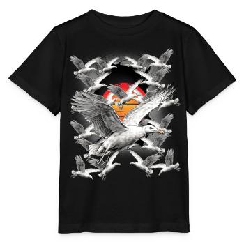 Küste Sonnenuntergang Möwe Möwen Seevögel - Stanley/Stella Kinder T-Shirt MINI CREATOR  - Schwarz - Vorne - Mikhail (115cm)
