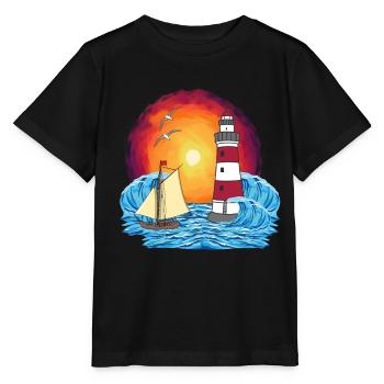 maritime sailing ship lighthouse ship ships - Stanley/Stella MINI CREATOR Kids’ T-Shirt - black - Front - Mikhail (115cm)