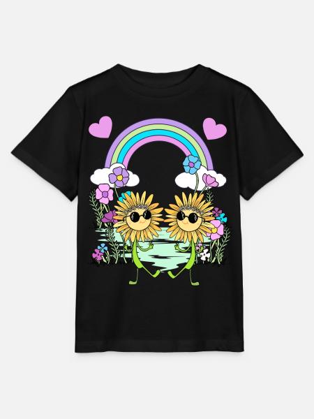 Regenbogen Hippie Sonnenblumen Kinder - Stanley/Stella Kinder T-Shirt MINI CREATOR - Schwarz