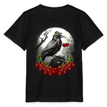 L’été : cerises, cerises, corbeaux, corbeaux, corbeaux - T-shirt bio MINI CREATOR Stanley/Stella Enfant - noir - Devant - Mikhail (115cm)