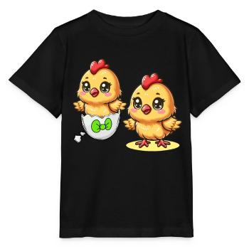 Chick Easter Egg Easter Eggs Chicken Eggs Easter Child - Stanley/Stella MINI CREATOR Kids’ T-Shirt - black - Front - Mikhail (115cm)