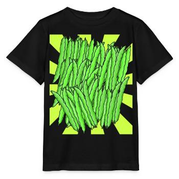 Grüne Bohnen Bohne Gemüse Retro Vintage - Stanley/Stella Kinder T-Shirt MINI CREATOR  - Schwarz - Vorne - Mikhail (115cm)