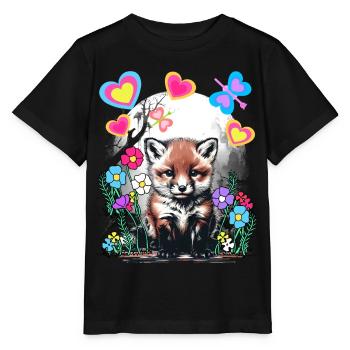 Printemps Rétro Renards Renards Début de printemps - T-shirt bio MINI CREATOR Stanley/Stella Enfant - noir - Devant - Mikhail (115cm)