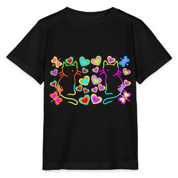Vintage Retro Cats Cat Kitten 80s 90s - Stanley/Stella MINI CREATOR Kids’ T-Shirt - black - Front - Mikhail (115cm)