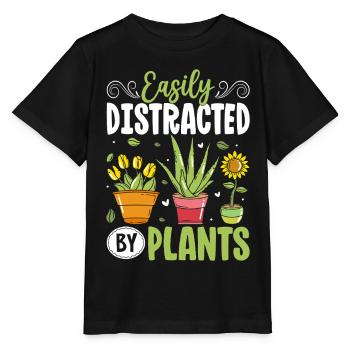 Facilement distrait par les plantes - T-shirt bio MINI CREATOR Stanley/Stella Enfant - noir - Devant - Mikhail (115cm)