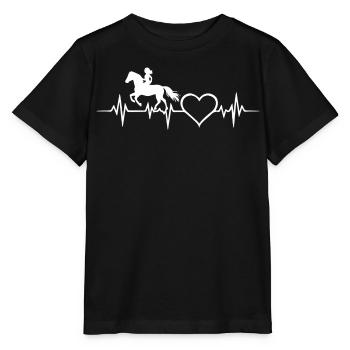 Cavalière de cheval Cœur Battement de cœur ECG Fille - T-shirt bio MINI CREATOR Stanley/Stella Enfant - noir - Devant - Mikhail (115cm)