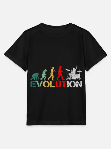Drummer Schlagzeuger Evolution Retro - Stanley/Stella Kinder T-Shirt MINI CREATOR - Schwarz