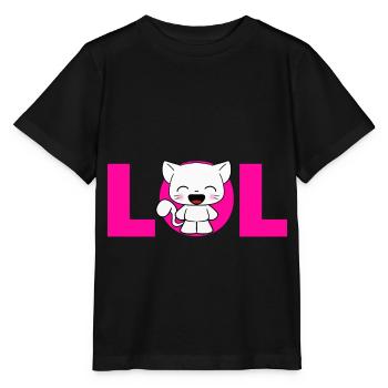 LOL Cute Cat Comic Kawaii Funny Sayings Pink - Stanley/Stella MINI CREATOR Kids’ T-Shirt - black - Front - Mikhail (115cm)