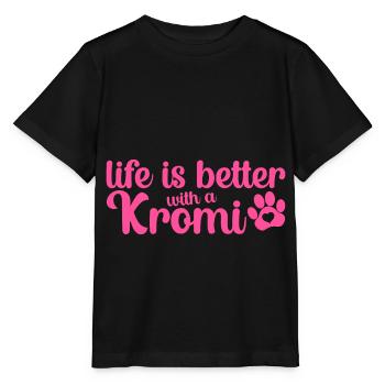 Kromfohrländer Kromi Hund Mama Life is Better Pink - Stanley/Stella Kinder T-Shirt MINI CREATOR  - Schwarz - Vorne - Mikhail (115cm)