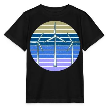 Sunset Wind Turbine - Stanley/Stella MINI CREATOR Kids’ T-Shirt - black - Front - Mikhail (115cm)