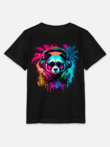 Abstrakter Pandabär - Stanley/Stella Kinder T-Shirt MINI CREATOR  - Schwarz