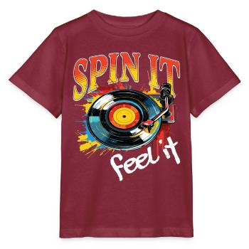 Disque Vinyle LP Platine Rétro - T-shirt bio MINI CREATOR Stanley/Stella Enfant - bordeaux - Devant - Kain (125cm)