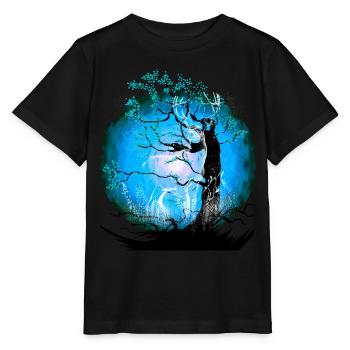 Baum Natur Hirsche Hirsch Waldtiere Wild Rehbock - Stanley/Stella Kinder T-Shirt MINI CREATOR  - Schwarz - Vorne - Mikhail (115cm)