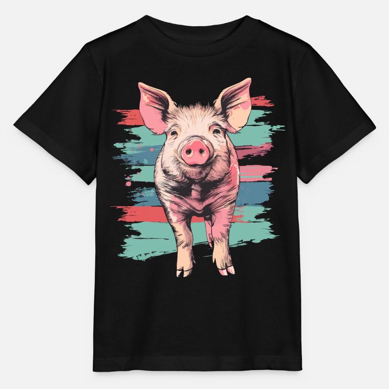Mignon petit cochon cochon vintage - T-shirt bio MINI CREATOR Stanley/Stella Enfant - noir