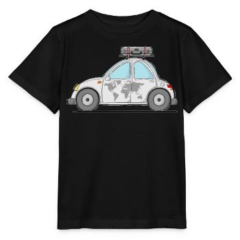 Voiture avec valise Carte du monde Gris - T-shirt bio MINI CREATOR Stanley/Stella Enfant - noir - Devant - Mikhail (115cm)
