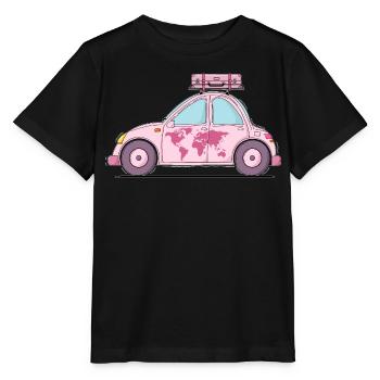 Voiture avec valise Coeur Rose - T-shirt bio MINI CREATOR Stanley/Stella Enfant - noir - Devant - Mikhail (115cm)
