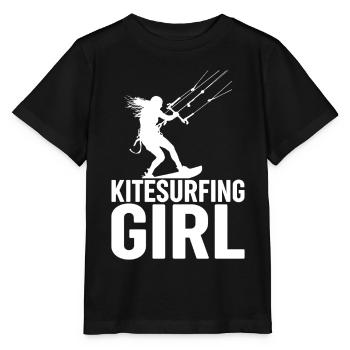 Kitesurfing girl - Kiteboarding Kitesurfer - Stanley/Stella Kinder T-Shirt MINI CREATOR  - Schwarz - Vorne - Mikhail (115cm)