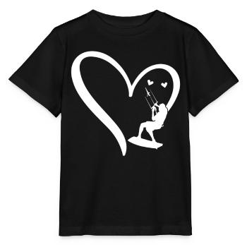 Kitesurfing Watersports Kiteboarding Heart - Stanley/Stella Kinder T-Shirt MINI CREATOR  - Schwarz - Vorne - Mikhail (115cm)