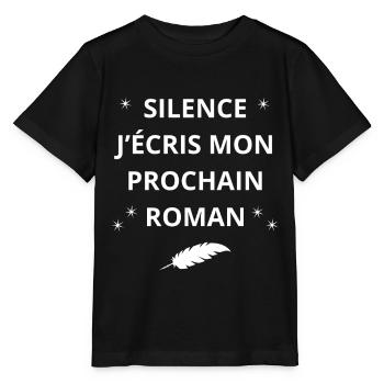 SILENCE J'ECRIS MON PROCHAIN ROMAN - T-shirt bio MINI CREATOR Stanley/Stella Enfant - noir - Devant - Mikhail (115cm)