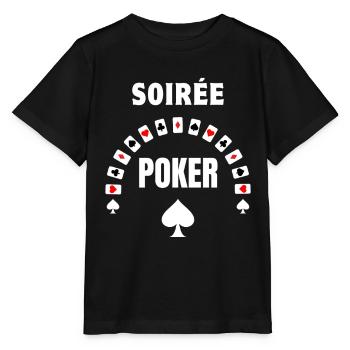 Soirée Poker As de Pique - T-shirt bio MINI CREATOR Stanley/Stella Enfant - noir - Devant - Mikhail (115cm)