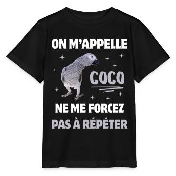 CADEAU SURNOM PERROQUET HUMOUR - T-shirt bio MINI CREATOR Stanley/Stella Enfant - noir - Devant - Mikhail (115cm)