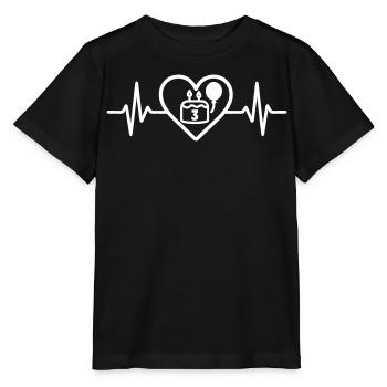 3 Year Old Child's Birthday Heart Cake - Stanley/Stella MINI CREATOR Kids’ T-Shirt - black - Front - Mikhail (115cm)