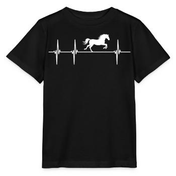 Pferd Galopp im Herzschlag - Stanley/Stella Kinder T-Shirt MINI CREATOR  - Schwarz - Vorne - Mikhail (115cm)