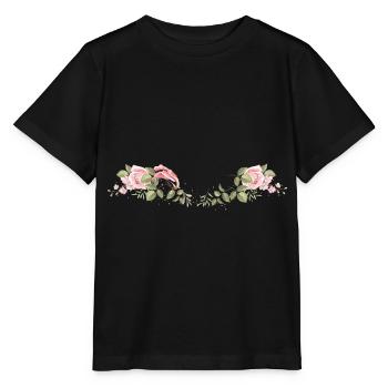 Fleurs de rose Feuilles - T-shirt bio MINI CREATOR Stanley/Stella Enfant - noir - Devant - Mikhail (115cm)