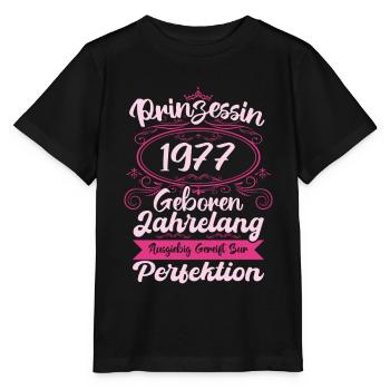 Prinzessin seit 1977 Geburtstag 1977 - Stanley/Stella Kinder T-Shirt MINI CREATOR  - Schwarz - Vorne - Mikhail (115cm)