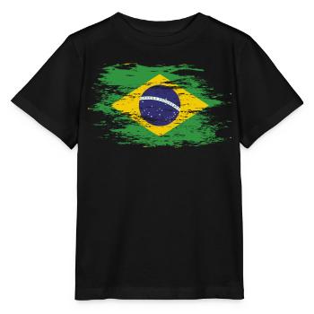 Brasilien Flagge used - Stanley/Stella Kinder T-Shirt MINI CREATOR  - Schwarz - Vorne - Mikhail (115cm)