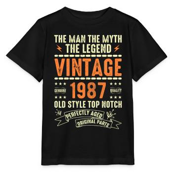 1987 Cadeau Anniversaire Millésime 1987 Cru 1987 - T-shirt bio MINI CREATOR Stanley/Stella Enfant - noir - Devant - Mikhail (115cm)