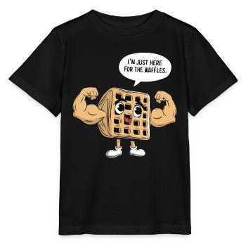 Je ne suis là que pour les gaufres - T-shirt bio MINI CREATOR Stanley/Stella Enfant - noir - Devant - Mikhail (115cm)