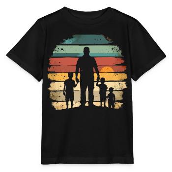 Father with 3 children Father's Day Vintage - Stanley/Stella MINI CREATOR Kids’ T-Shirt - black - Front - Mikhail (115cm)