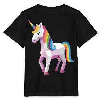 Geometrisches Regenbogen-Einhorn – Moderne Fantasy-Kunst - Stanley/Stella Kinder T-Shirt MINI CREATOR  - Schwarz - Vorne - Mikhail (115cm)