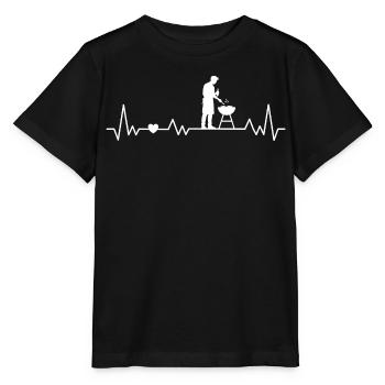 Grillen BBQ Herzschlag für Grillteufel Grillsaison - Stanley/Stella Kinder T-Shirt MINI CREATOR  - Schwarz - Vorne - Mikhail (115cm)