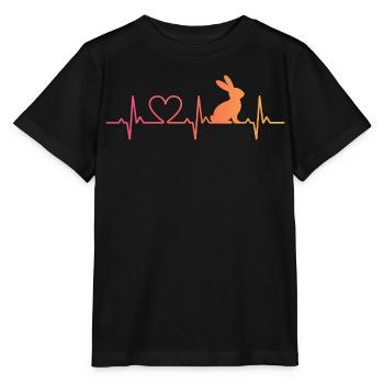 Kaninchen Herzschlag Hase Karnickel Häschen - Stanley/Stella Kinder T-Shirt MINI CREATOR  - Schwarz - Vorne - Mikhail (115cm)