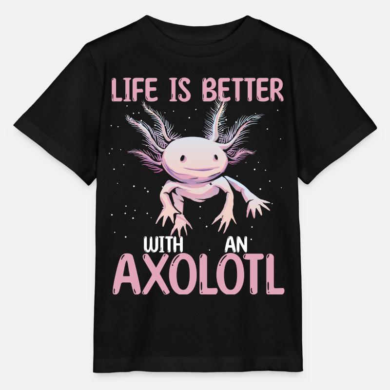 La vie est meilleure avec un axolotl - T-shirt bio MINI CREATOR Stanley/Stella Enfant - noir