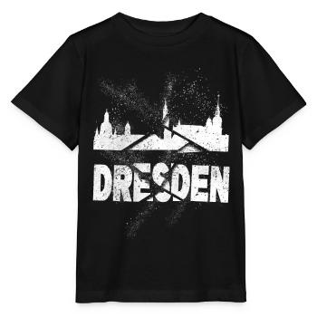 Dresden Germany City Skyline Font Grunge - Stanley/Stella MINI CREATOR Kids’ T-Shirt - black - Front - Mikhail (115cm)