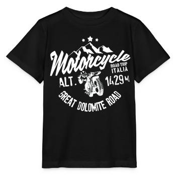 Motorcycle road trip Italia Great Dolomite Road - T-shirt bio MINI CREATOR Stanley/Stella Enfant - noir - Devant - Mikhail (115cm)