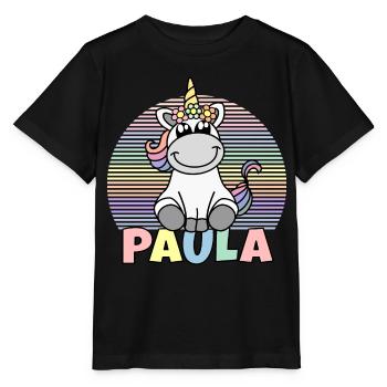 Paula Einhorn Name - Stanley/Stella Kinder T-Shirt MINI CREATOR  - Schwarz - Vorne - Mikhail (115cm)