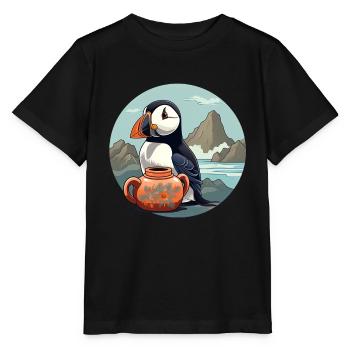 Papageientaucher - Stanley/Stella Kinder T-Shirt MINI CREATOR  - Schwarz - Vorne - Mikhail (115cm)