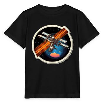 Satellite spatial - T-shirt bio MINI CREATOR Stanley/Stella Enfant - noir - Devant - Mikhail (115cm)