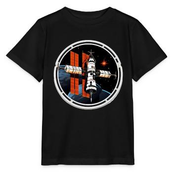Satellite spatial - T-shirt bio MINI CREATOR Stanley/Stella Enfant - noir - Devant - Mikhail (115cm)